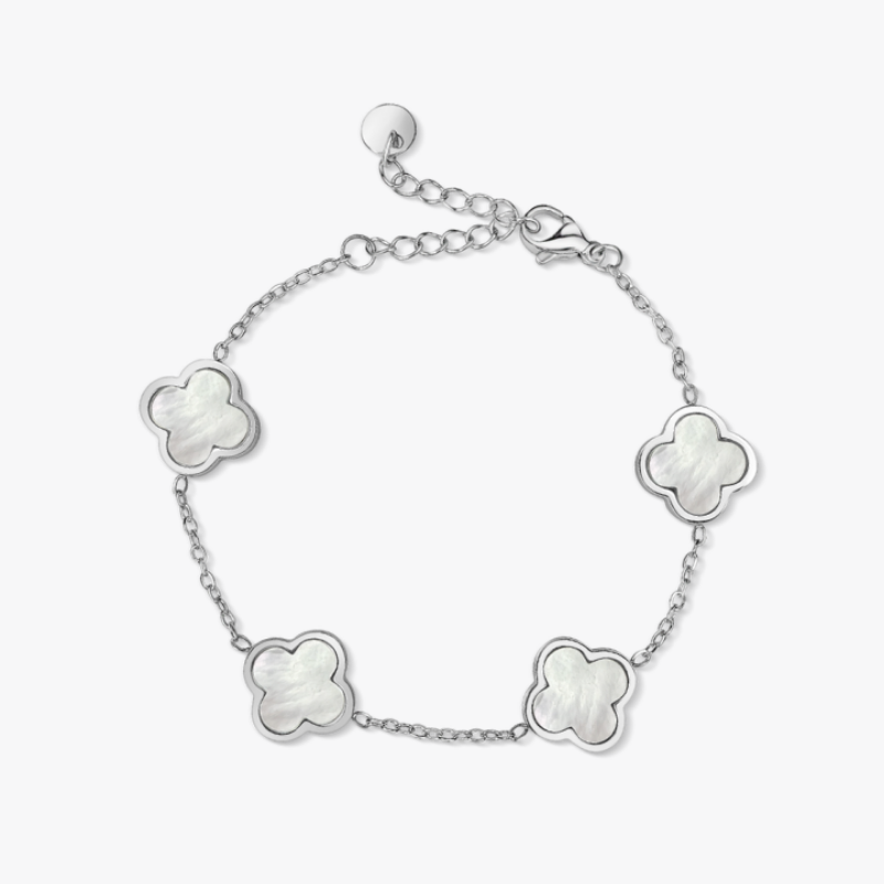 Clover Perlmutt White Armband