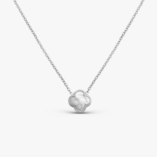 Clover Perlmutt White Halskette