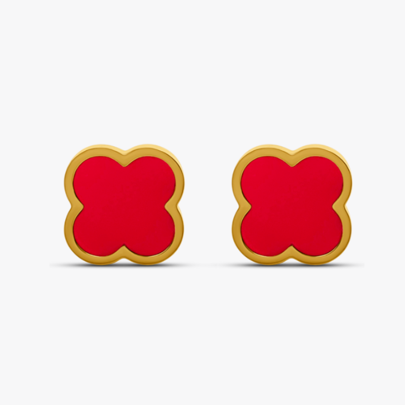 Clover Red Ohrstecker