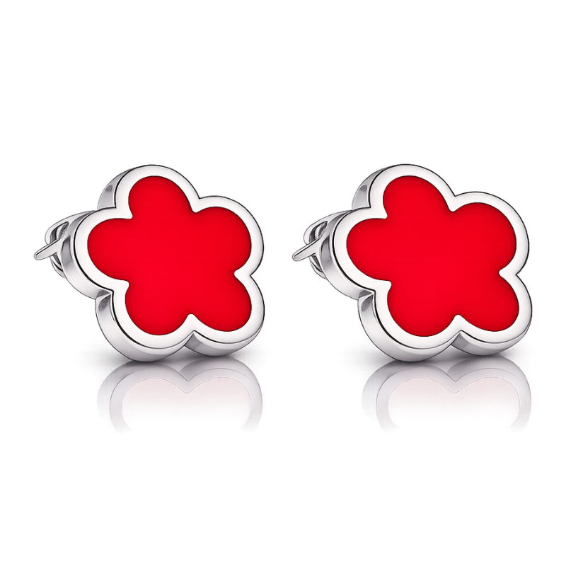 Clover Red Ohrstecker
