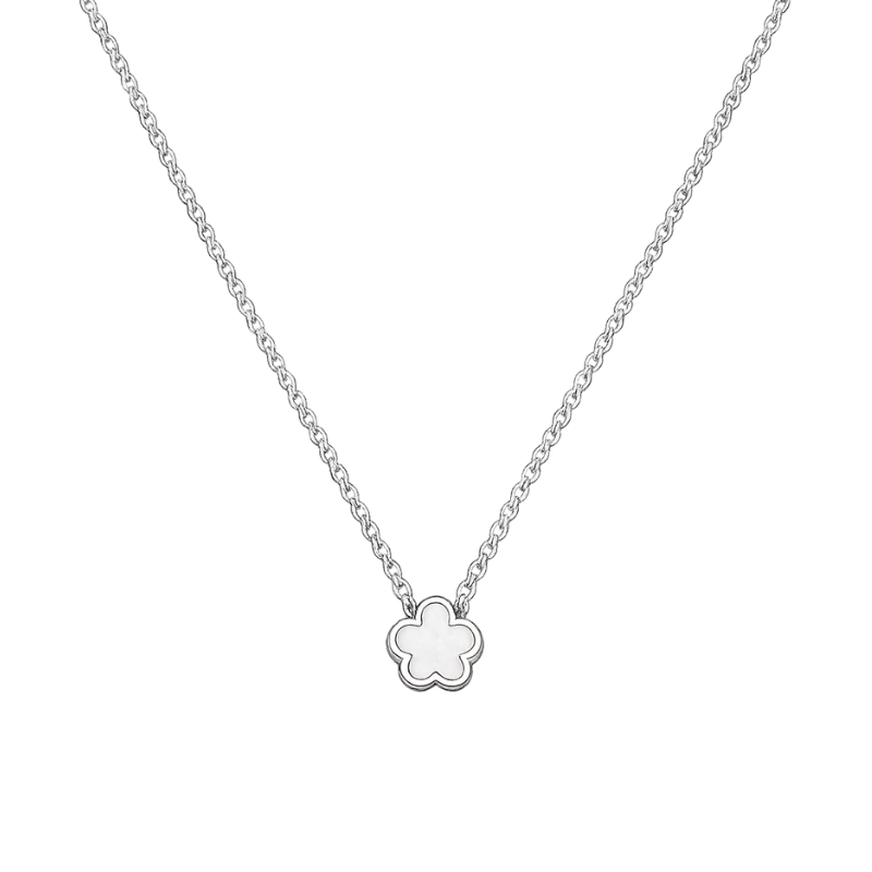 Clover Perlmutt White Halskette