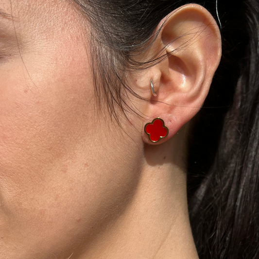 Clover Red Ohrstecker