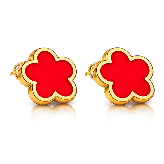 Clover Red Ohrstecker