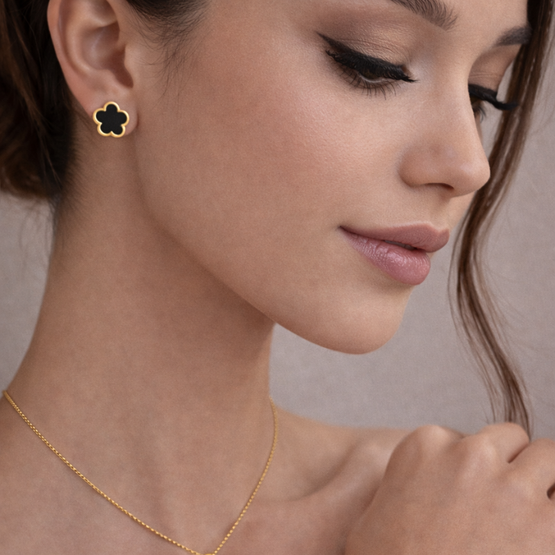 Clover Black Ohrstecker