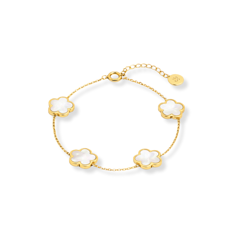 Clover Perlmutt White Armband