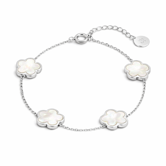 Clover Perlmutt White Armband