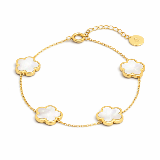 Clover Perlmutt White Armband