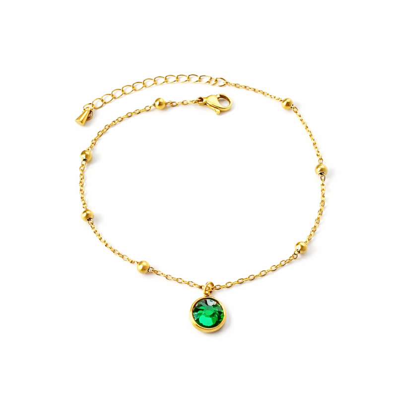 Green Crystal Fußkette | Bridgerton
