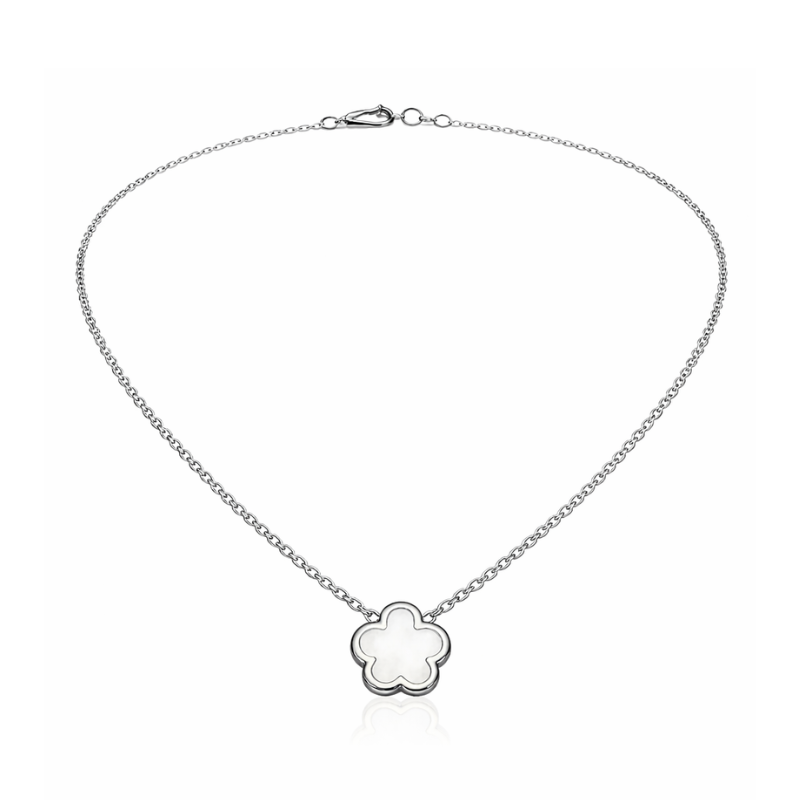 Clover Perlmutt White Halskette