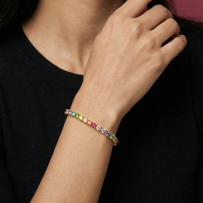 Iced Out Rainbow Tennisarmband 925 Silber