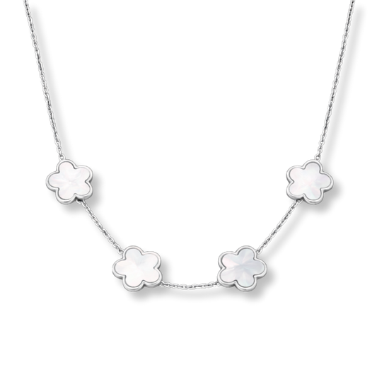 Clover Four White Halskette