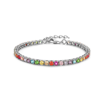 Iced Out Rainbow Tennisarmband 925 Silber