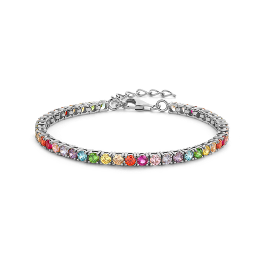 Iced Out Rainbow Tennisarmband 925 Silber
