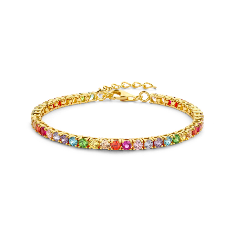 Iced Out Rainbow Tennisarmband 925 Silber