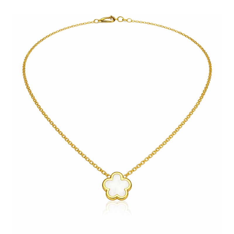 Clover Perlmutt White Halskette