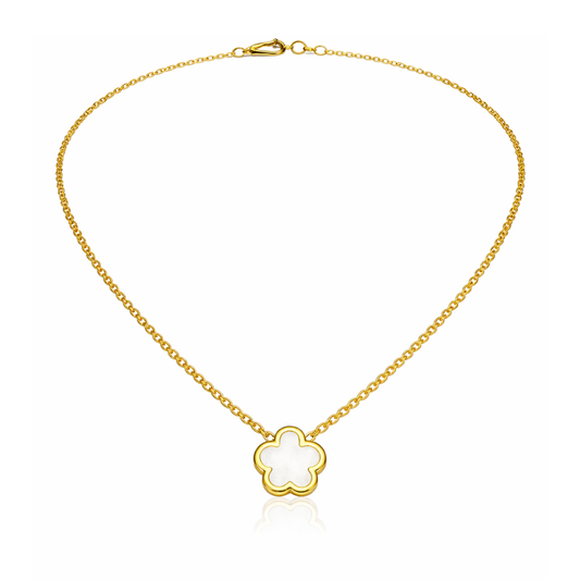 Clover Perlmutt White Halskette