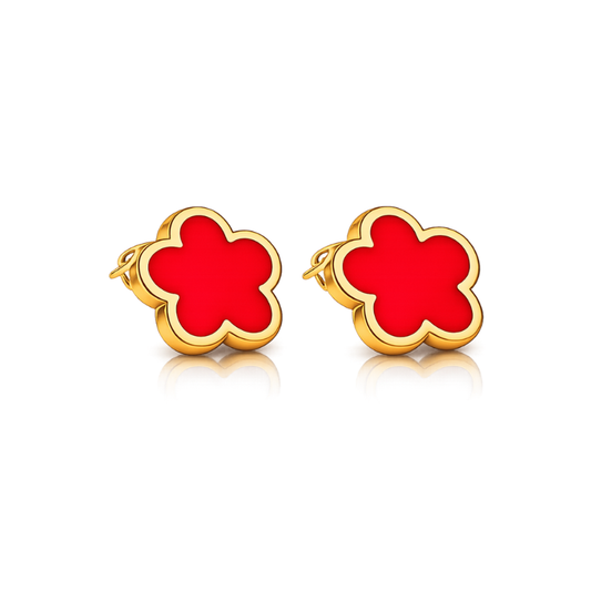 Clover Red Ohrstecker