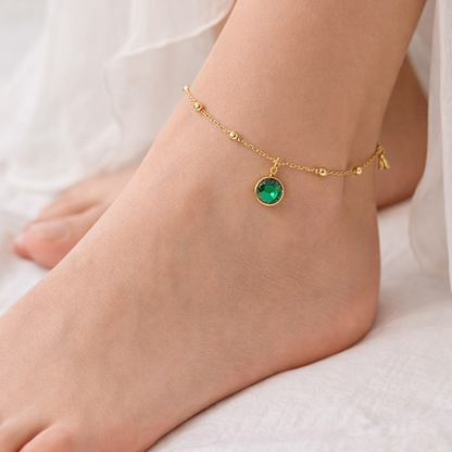 Green Crystal Fußkette | Bridgerton